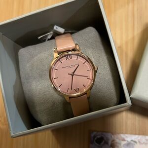 Olivia Burton Watch With 30mm Pink Face With Pink Leather Band